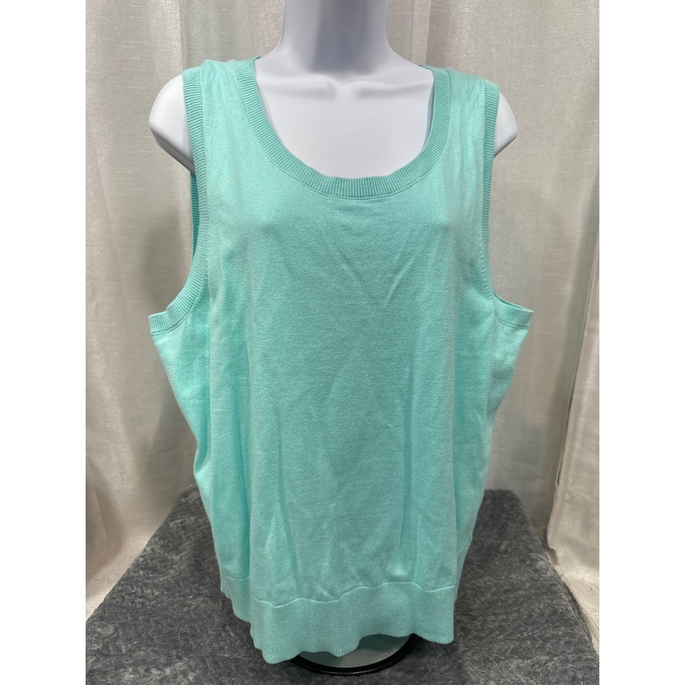 Talbots Womens XL‎ teal Sleeveless Scoop Neck Sweater Shell Knit Top NWT